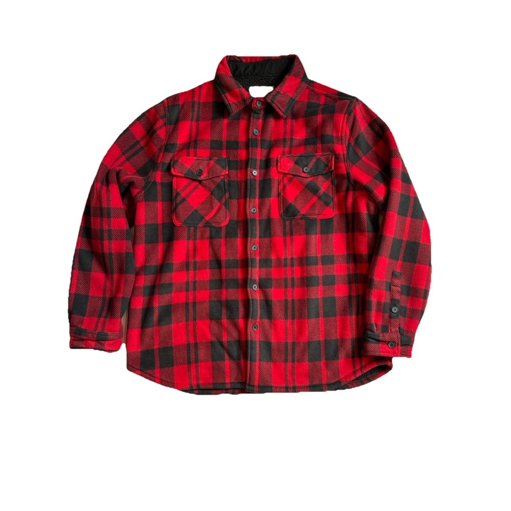 Boston Traders Sherpa Lined Flannel Jacket XL Red Black Buffalo Plaid Heavy